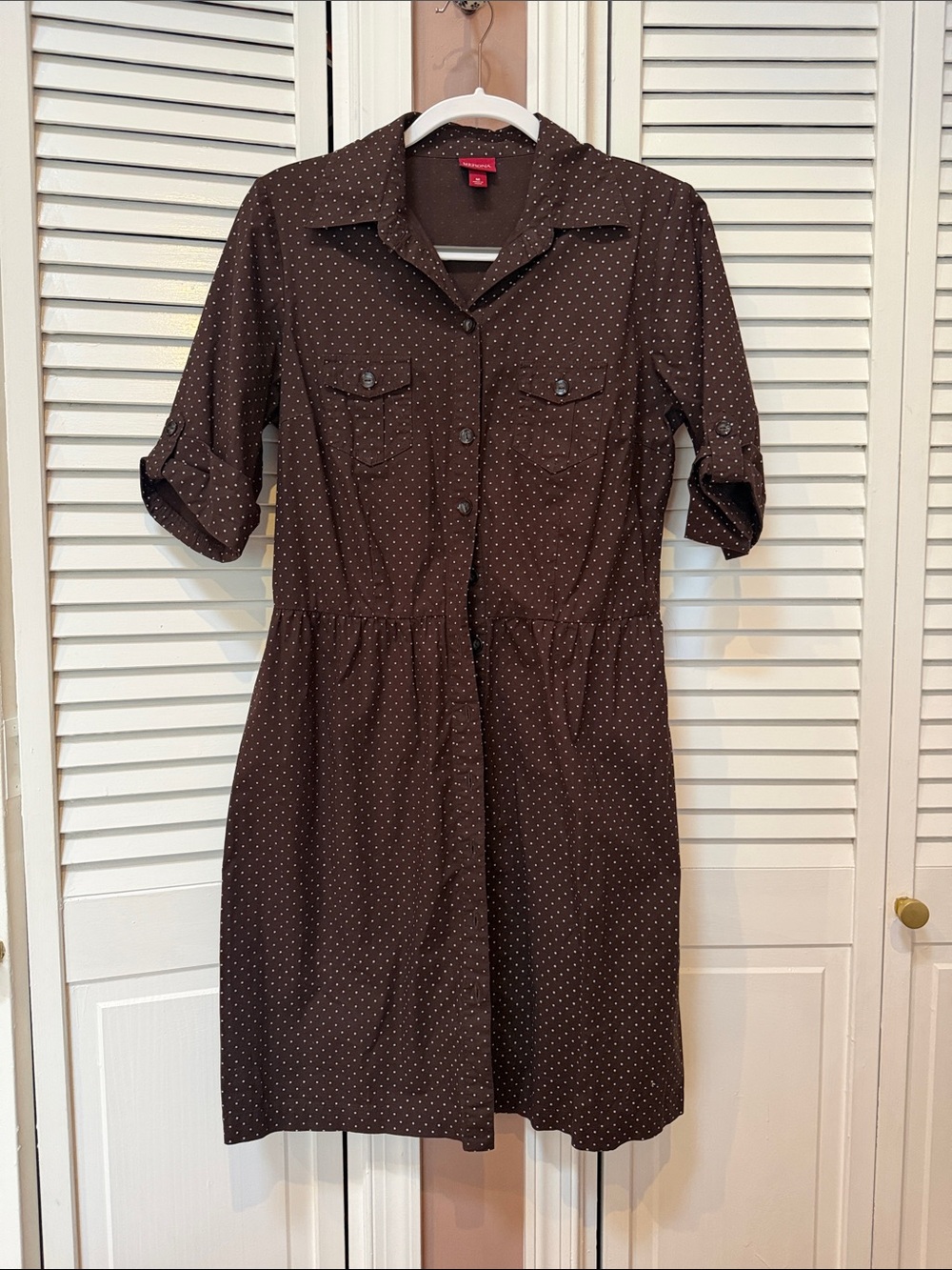 Merona Brown Polka Dot Midi Shirt Dress